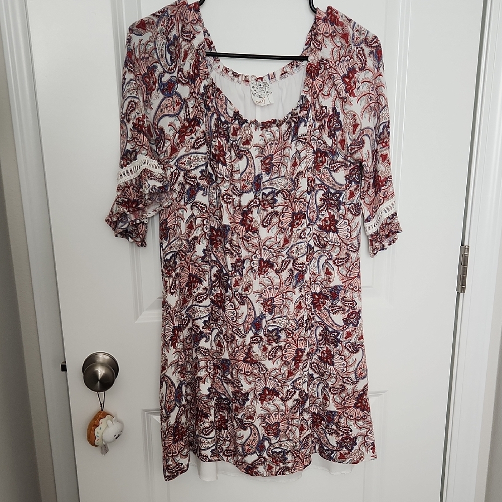 NAIF Red and Blue Patterned Boho Dress